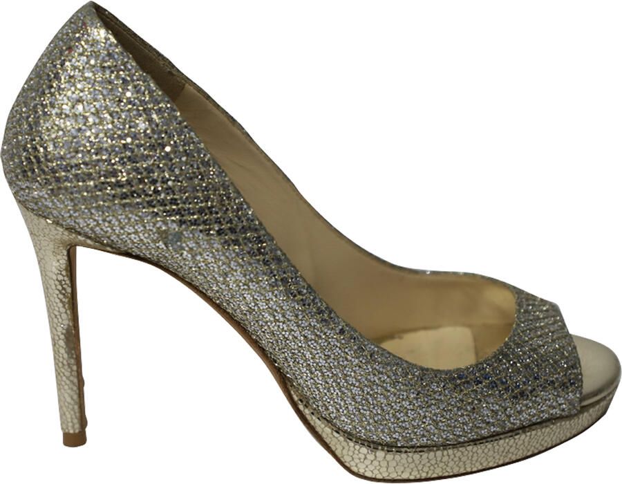 Jimmy Choo Pre-owned Jimmy Choo Metallic Luna Open Toe Pumps in Goud Leer