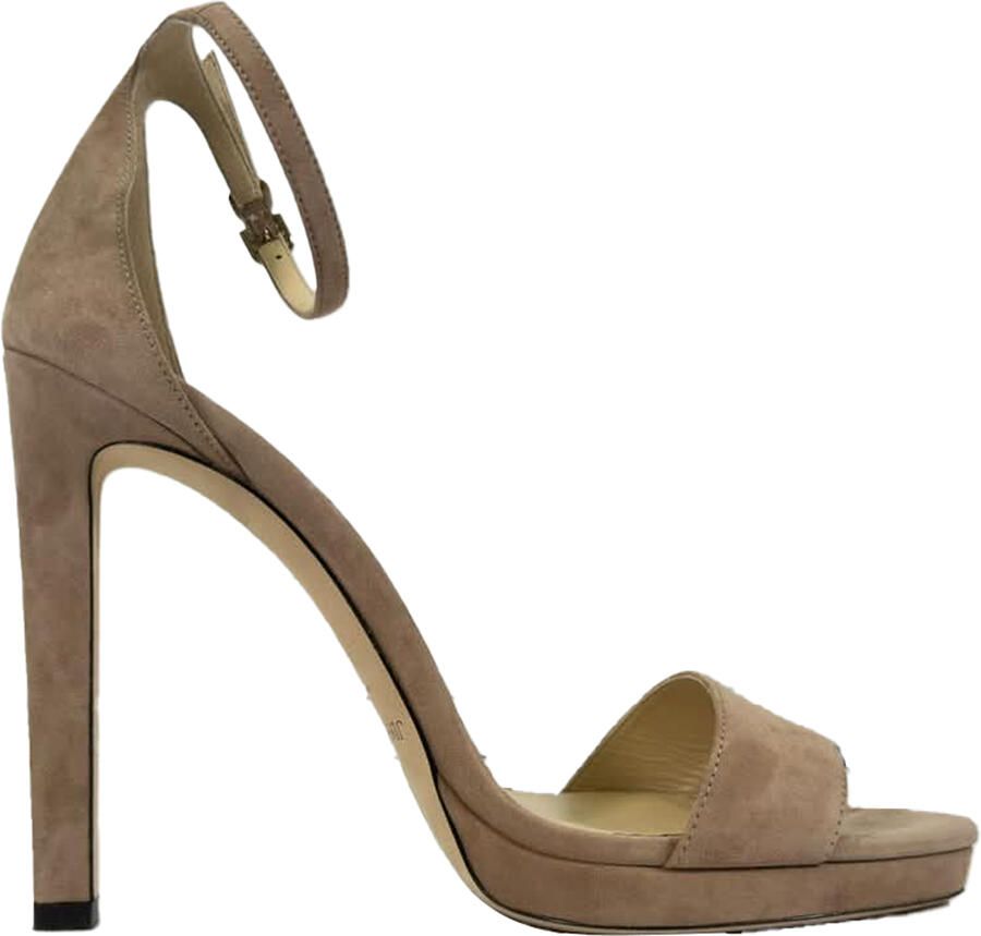 Jimmy Choo Pre-owned Jimmy Choo Misty 120 Enkelband Sandalen Hakken in Bruin Suède