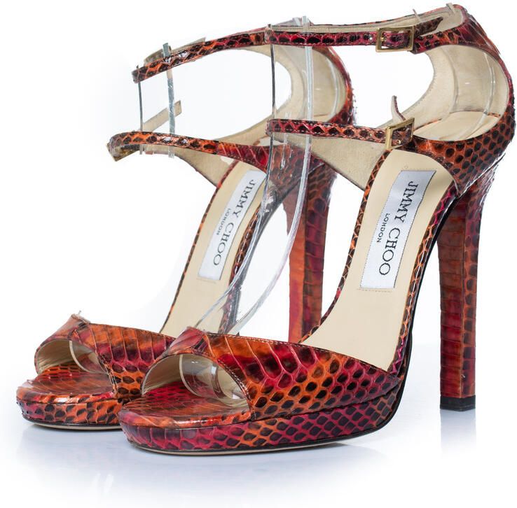 Jimmy Choo Pre-owned Jimmy Choo Python sandaal in oranje en roze