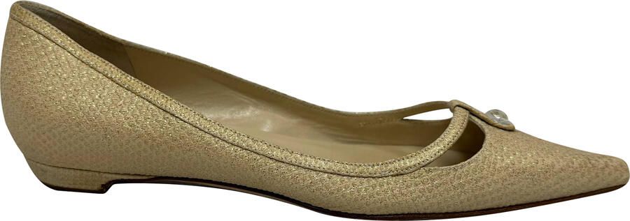 Jimmy Choo Pre-owned Jimmy Choo Versierde Glitterpuntige Ballerina's in Goud Leer