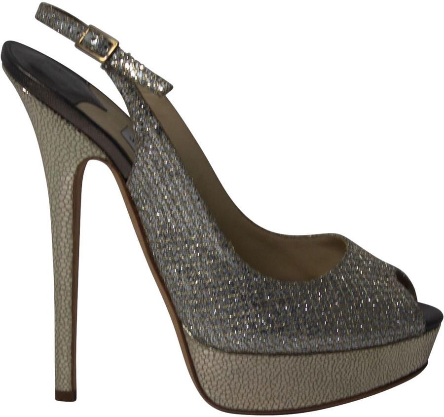 Jimmy Choo Pre-owned Jimmy Choo Vita Glitter Hakken in Champagne Leer