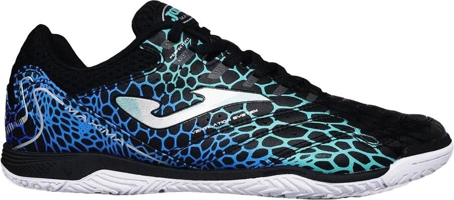 Joma Unisex Maxima-voetbalschoenen voor binnen met reptielenprint voor volwassenen (ZWART BLAUW)