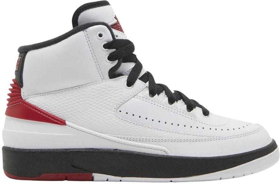 Nike Heren Air Jordan 2 Retro Leren Trainers (Wit Rood)