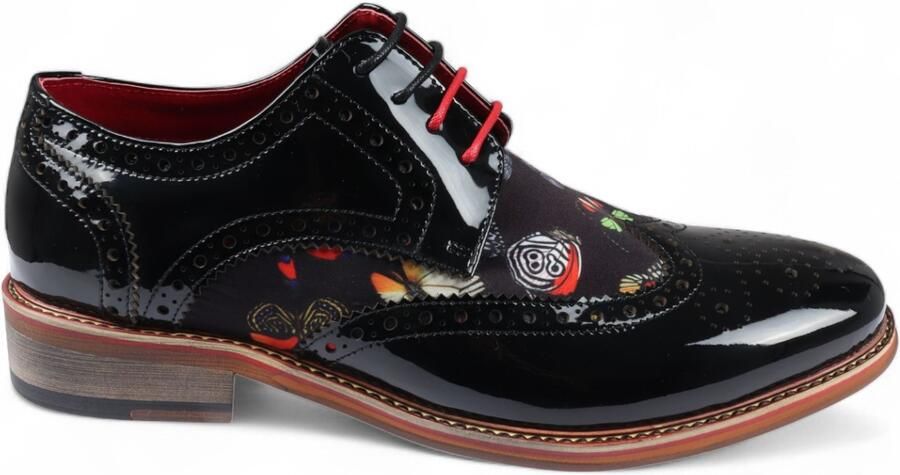 Justin Reess Heren Brogue Schoenen met Vlinderprint van Lakleer Julius