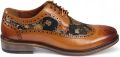 Justin Reess Heren Bruine Leren Bloemenprint Brogue Dress Schoenen Ross - Bruin