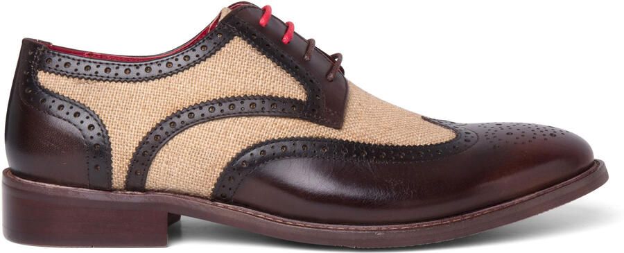 Justin Reess Heren Bruine Leren Canvas Detailing Brogue Schoenen Cole