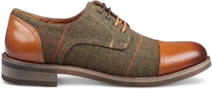 Justin Reess Heren Bruine Leren Tweed Oxford Schoenen Theon