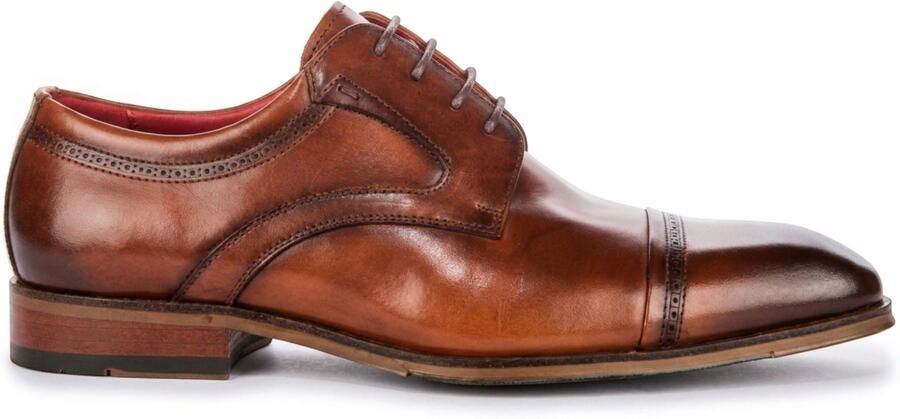 Justin Reess heren gepolijste bruine leren cap teen derby schoenen Everett