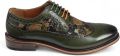Justin Reess Heren Groene Leren Bloemenprint Brogue Dress Schoenen Ross - Groen