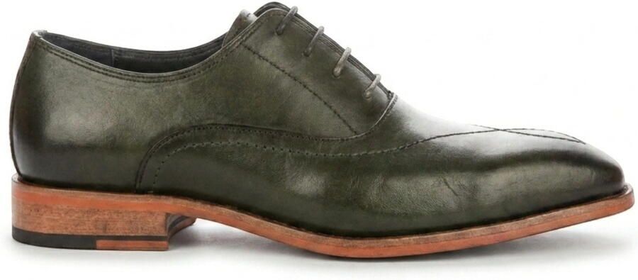 Justin Reess heren groene leren kruissteek met teenkap Oxford schoenen Jett