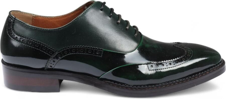 Justin Reess Heren Groene Patent Leren Brogue Formele Schoenen Harry