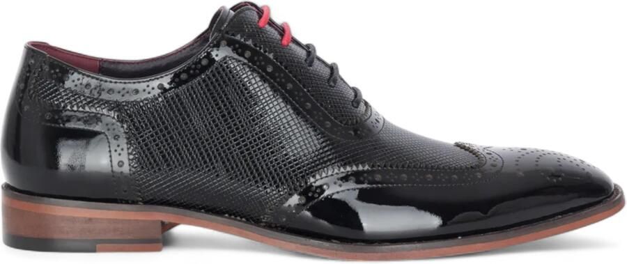 Justin Reess Heren Zwarte Lakleren Brogue Schoenen Flynn
