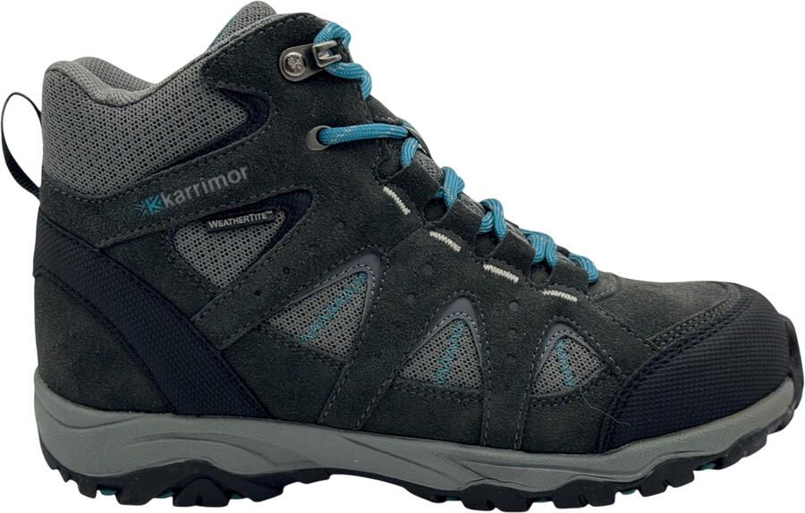 Karrimor Leren wandelschoenen voor kinderen met veters (Grijs Teal)
