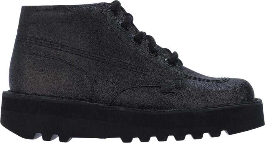 Kickers Dames Hi Stack Glitter Leren Schoenen (Zwart)