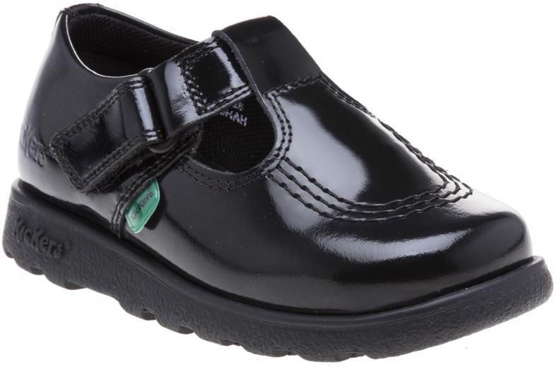 Kickers Girl's Children Fragma T-Bar Patent Shoes in Black