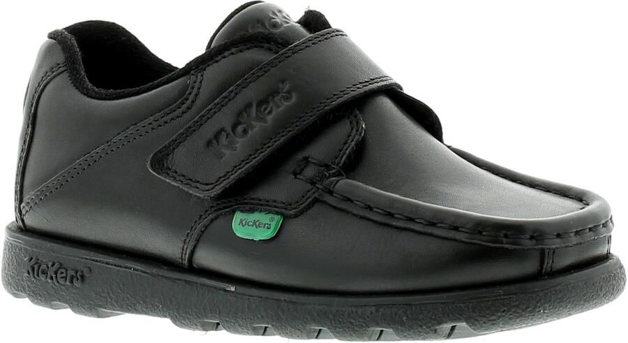 Kickers Jongens school schoenen Fragma Strap3 peuter leer klittenband zwart