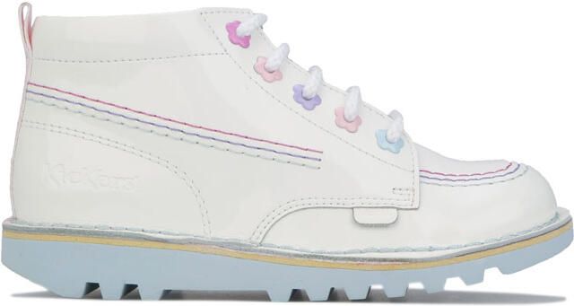 Kickers Kinder Kick Hi Fleur Patent Meisjeslaarsjes in Wit