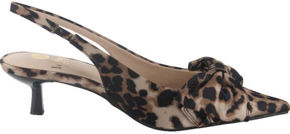 La strada 2411906-4191 beige black leopard satin dames pumps