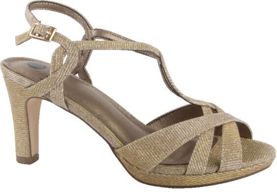 La strada 2501281-1843 gold glitter dames sandalen gekleed