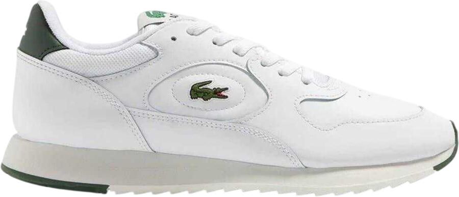 Lacoste Heren Linetrack Leren Hardloopschoenen (Wit Groen)