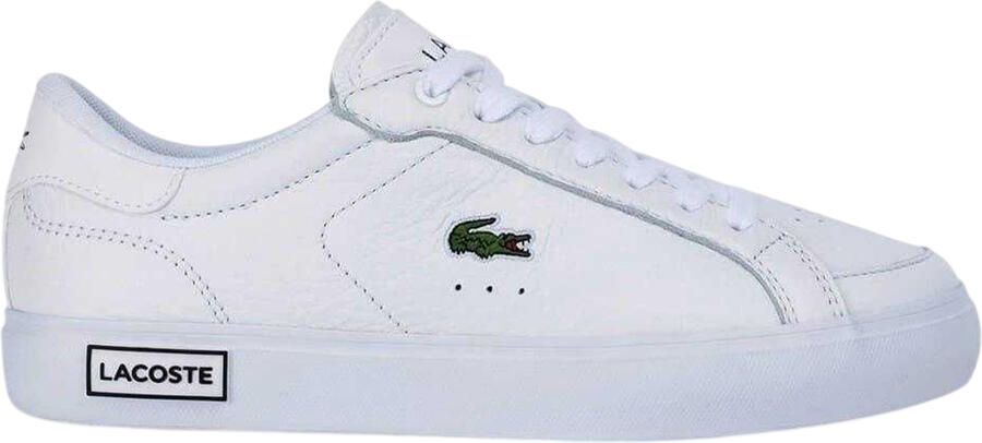 Lacoste Lederen platte sportschoenen voor dames (Wit)