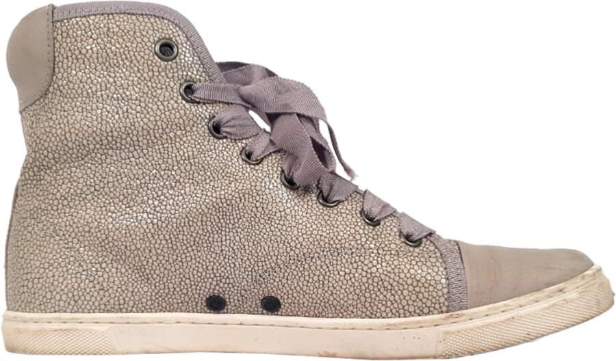 Lanvin Pre-owned Lanvin hoge sneakers met textuur in beige leer