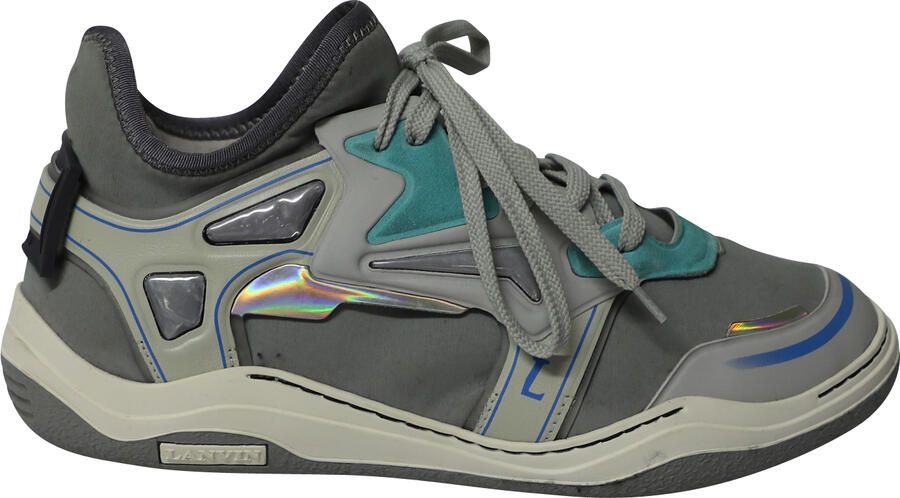 Lanvin Pre-owned Lanvin Mid Top Neopreen Duiksneaker in Grijs Nubuck Kalfsleer