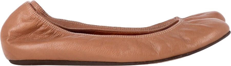Lanvin Pre-owned Lanvin Ronde Neus Ballerina's in Bruin Leder