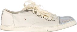 Lanvin Pre-owned Lanvin Sneakers met Slangenhuid-effect en Cap Toe in Witte Leer