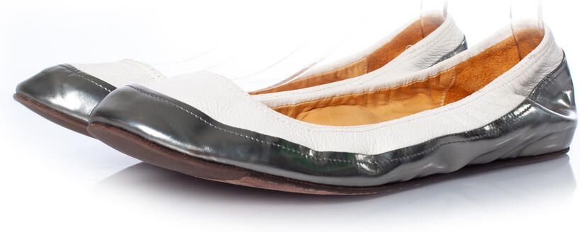 Lanvin Pre-owned Lanvin stretch ballerina in wit en metallic