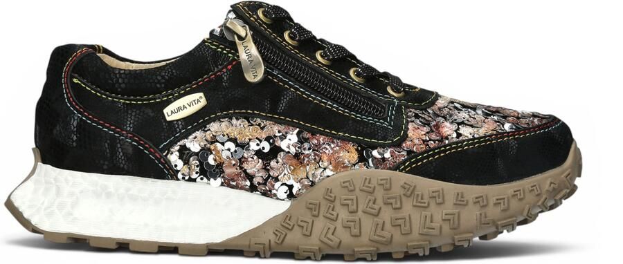 Laura vita Dames Zwarte Leren Trainer Sneaker Schoenen Evitao-03