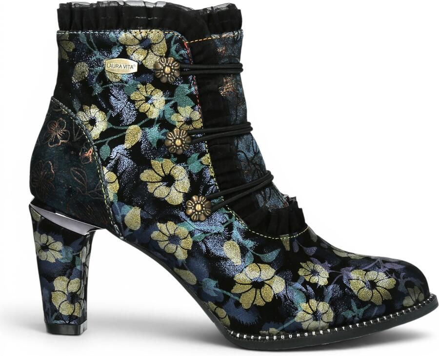 Laura vita Floral Dames Victoriaanse blauwe leren enkellaarzen Alcbaneo-130