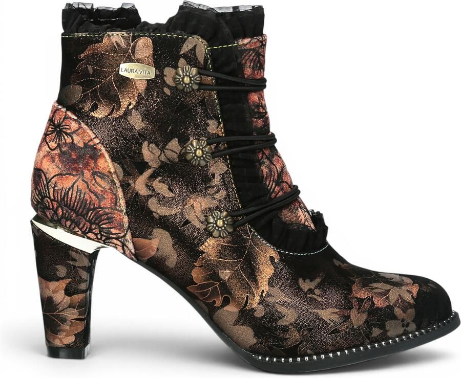 Laura vita Floral Dames Victoriaanse bronzen leren enkellaarzen Alcbaneo-130