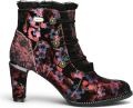 Laura vita Floral Dames Victoriaanse rode leren enkellaarzen Alcbaneo-130 - Rood