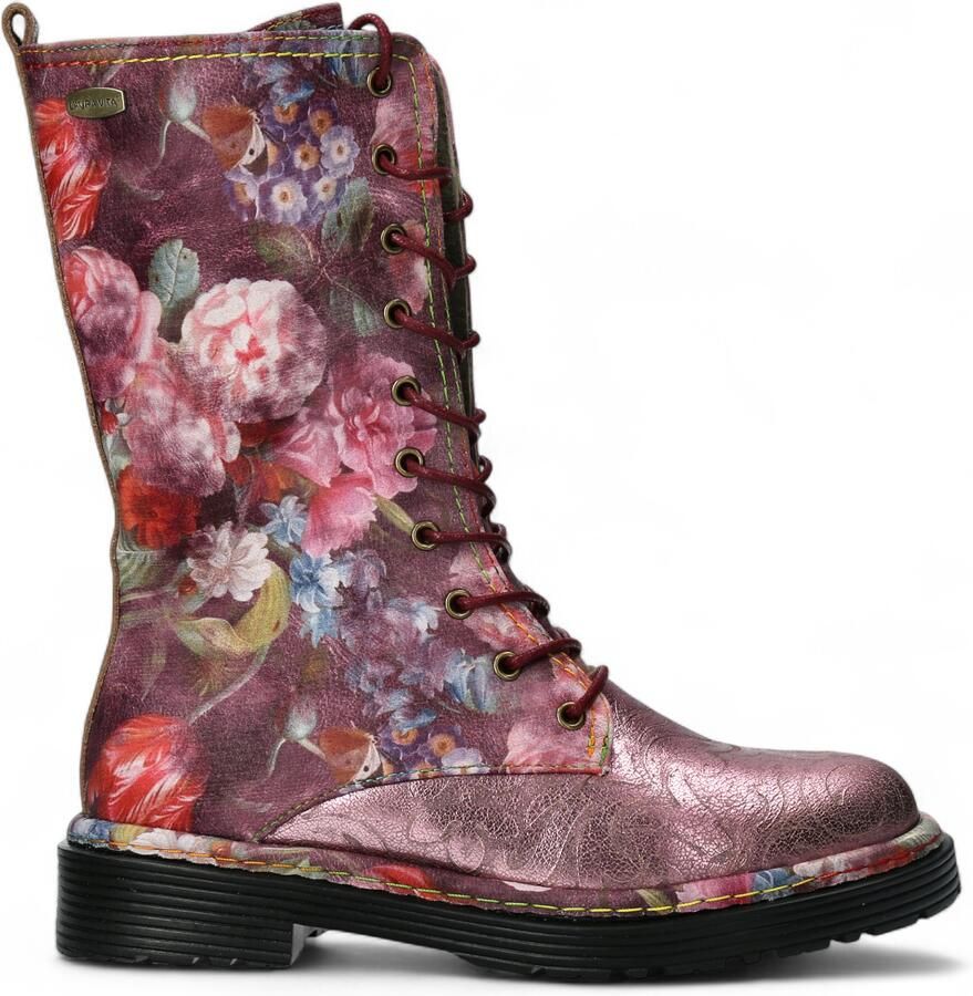 Laura vita Incaso-18 Burgundy Floral Dames Gothic Victoriaanse Leren Hoge Laarzen