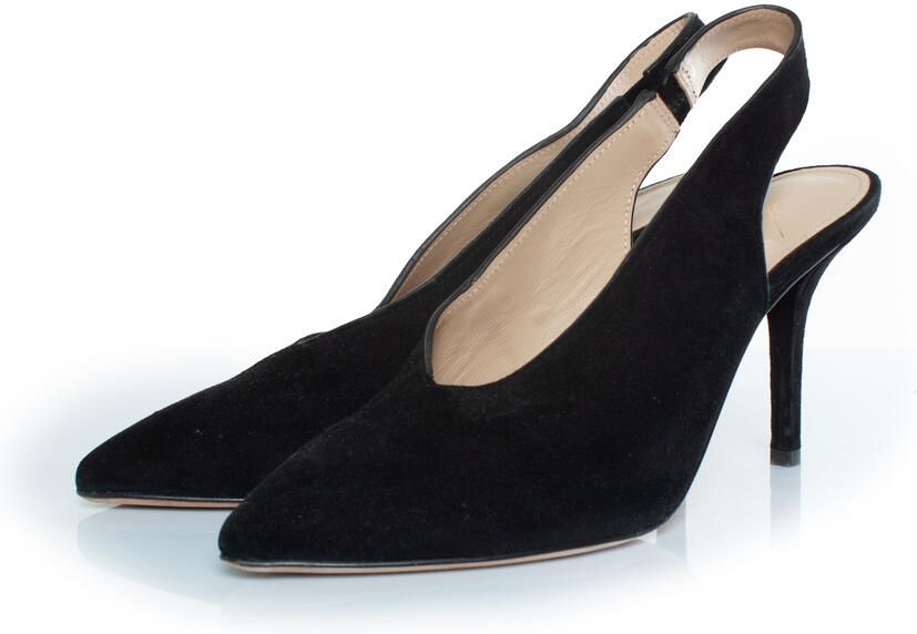 Lola Cruz zwarte suède slingback hakken