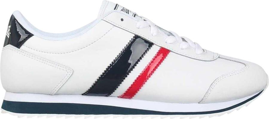 Lonsdale Heren Russell Classic Stripe Leren Sneakers (Wit Navy Rood)
