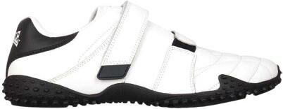 Lonsdale Leren platte sneakers voor kinderen van Fulham (Wit Marine)