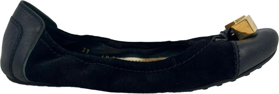 Louis Vuitton Pre-owned Louis Vuitton Monogram Cube Accent Ballerina's in Zwarte Suède