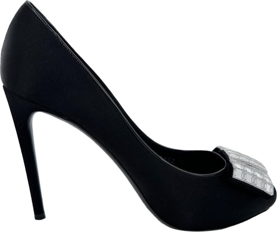 Louis Vuitton Pre-owned Louis Vuitton pumps met open neus en kristallen versiering in zwart satijn