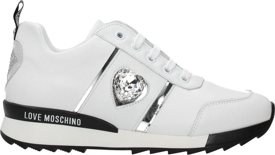 Love Moschino Witte Leren Lage Sneakers