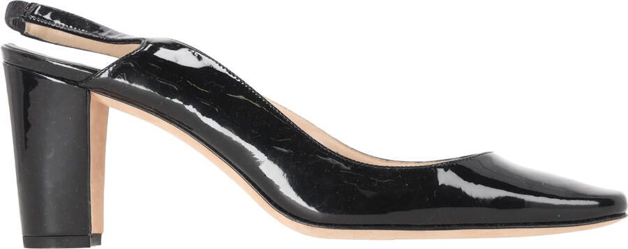 Manolo Blahnik Pre-owned Manolo Blahnik Almond-Tip Slingback Pumps in Zwart Leren Lak