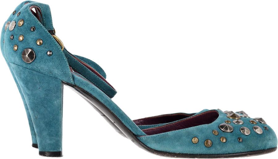 Marc Jacobs Pre-owned Marc Jacobs pumps met studs en enkelbandje in turquoise suède