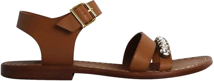 Marni Pre-owned Marni Bejeweled Platte Sandalen in Bruin Leer