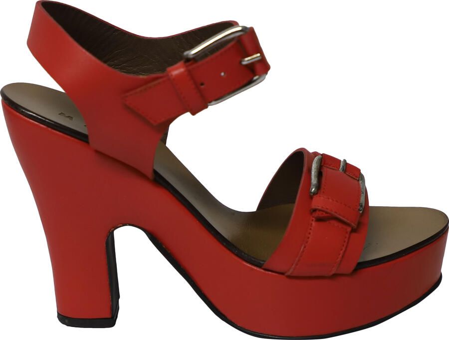 Marni Pre-owned Marni platform sandalen met gesp in koraalkleurig leer