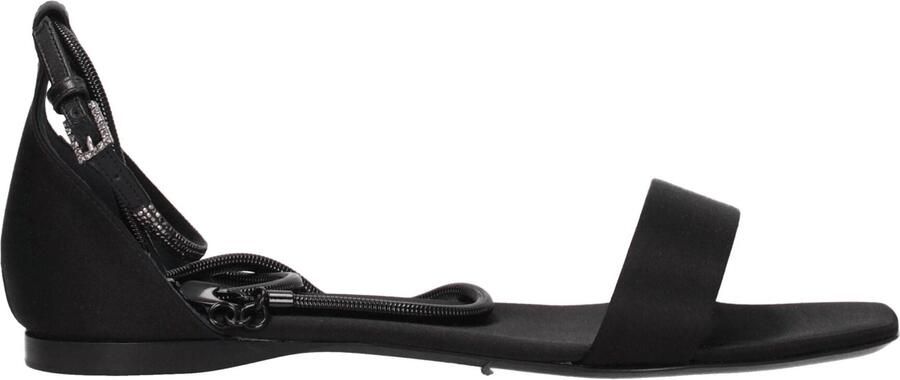 Max Mara Zwarte Satijnen Platte Sandalen
