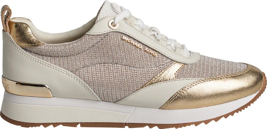 Michael Kors Allie Stride Vrouwenleer en Mesh Sparkly Chain Sneakers 43S2ALFS3D