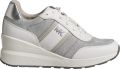 Michael Kors Mabel Dames Sneakers van Leer en Mesh met Glimmende Ketting 43S4MBFSBD - Wit