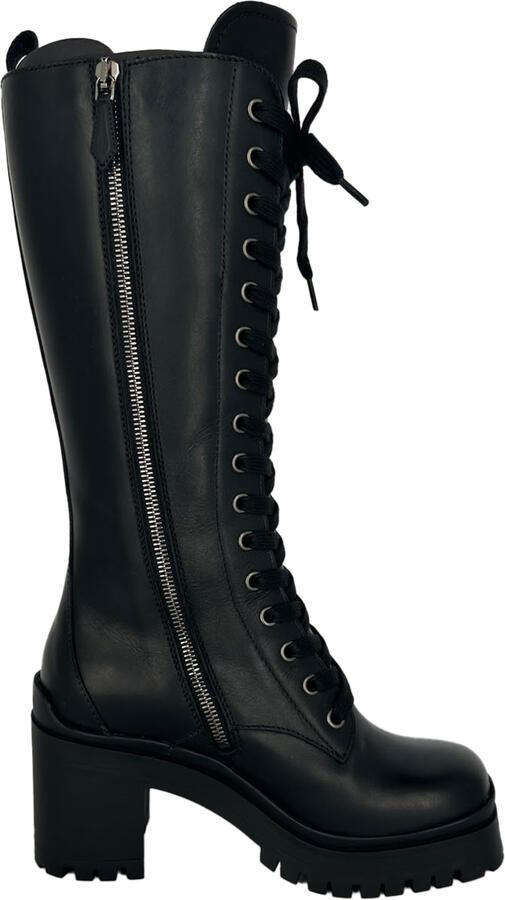 Miu Pre-owned Miu kniehoge laarzen met vetersluiting in zwart leer