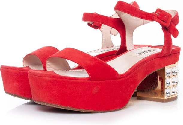 Miu Pre-owned Miu Kristallen versierde plateau sandalen